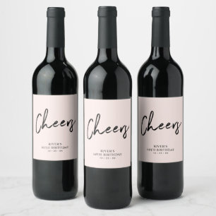 Black & Pink Lettering Thirty 30th Birthday Party Wine Label