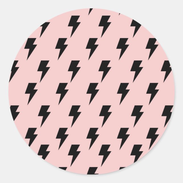 Black Pink Lightning Y2K Indie Bold Expression Classic Round Sticker (Front)