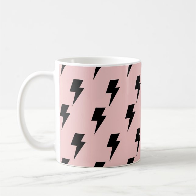 Black Pink Lightning Y2K Indie Bold Mornings Coffee Mug (Left)