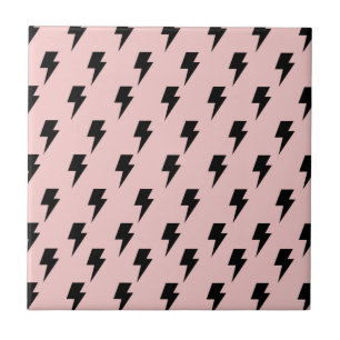 Black Pink Lightning Y2K Indie Stylish Decor Tile