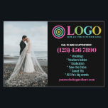 Black Pink Logo Photos Promo Small Business Flyer<br><div class="desc">Black, yellow, and hot pink marketing flyers for your small business personalized with your logo, photos, QR code, and custom text. Personalized promo flyers for your small business, perhaps photography, landscaping, beauty, wellness, and more. Add photos, address, social media, phone number and any information your future clients and customers might...</div>