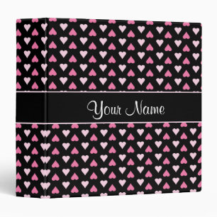 Black Pink Love Hearts Binder