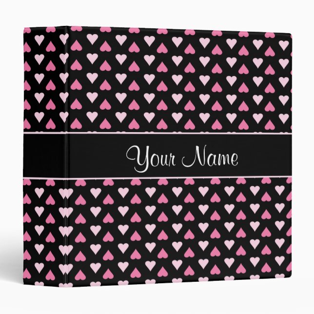 Black Pink Love Hearts Binder (Front/Spine)