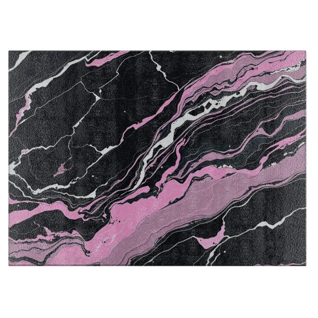 Black & Pink Marble Cutting Board (Front)