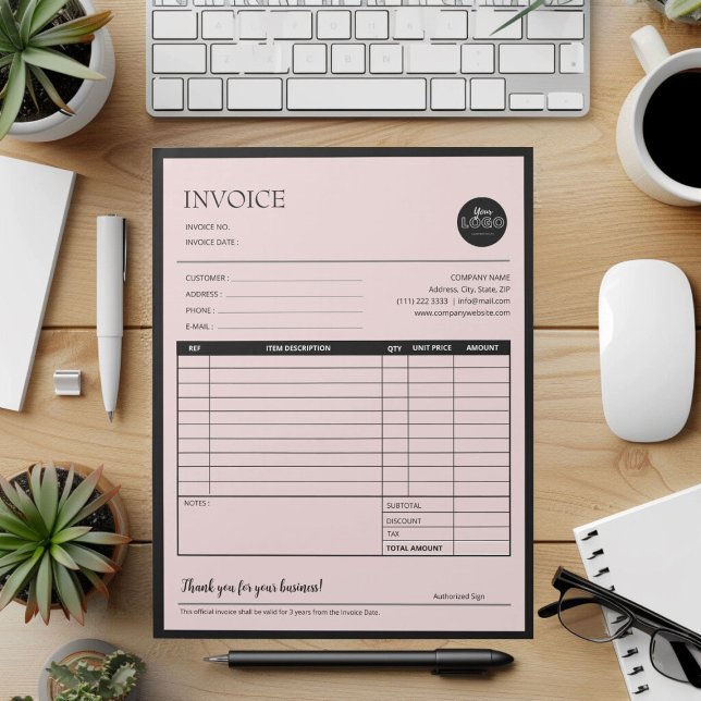 Black Pink Modern Business Quotation Invoice Forms Notepad (Black Pink Modern Business Quotation Invoice Forms Notepad desk top mock up)