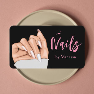 Black Pink Nail Artist Salon Qr Code Business Card