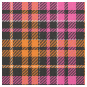 Black Pink Orange Plaid Tartan Design  Fabric