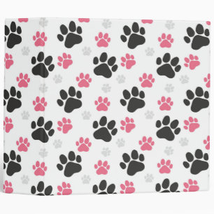 Black Pink Paw Print Dog Owner Puppy Lover Pets Binder