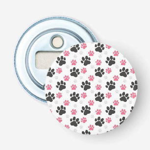 Black Pink Paw Print Dog Owner Puppy Lover Pets Bottle Opener