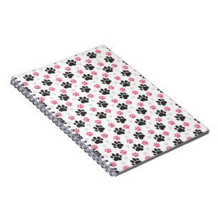 Black Pink Paw Print Dog Owner Puppy Lover Pets Notebook