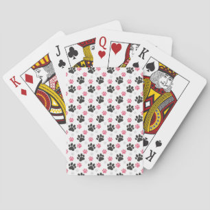 Black Pink Paw Print Dog Owner Puppy Lover Pets Playing Cards