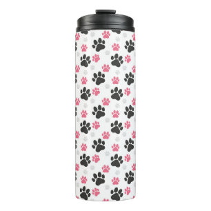 Black Pink Paw Print Dog Owner Puppy Lover Pets Thermal Tumbler
