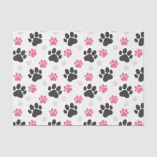 Black Pink Paw Print Dog Owner Puppy Lover Pets Tissue Paper