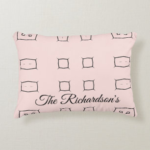 Black Pink Personalized Geometric Minimal Bedding Accent Pillow