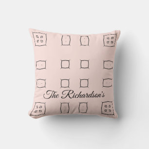 Black Pink Personalized Geometric Minimal Bedding Throw Pillow