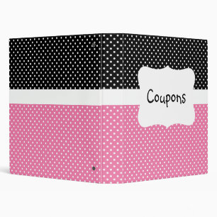 Black/Pink Polka Dot Coupon organizer Binder
