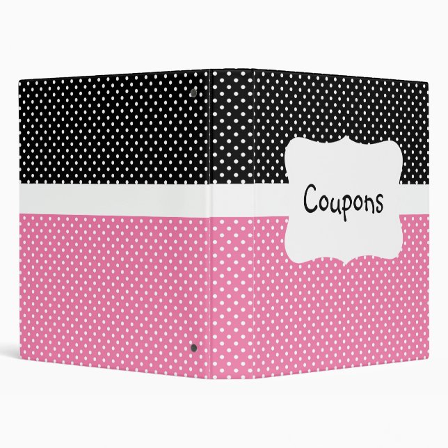 Black/Pink Polka Dot Coupon organizer Binder (Background)