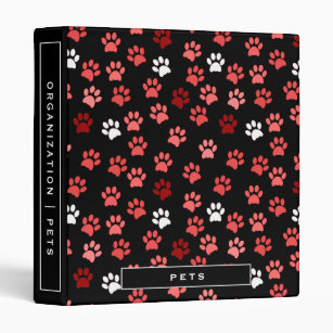 Black & Pink Puppy Dog Paw Print   Pet Records Binder