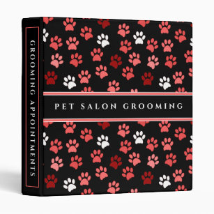 Black & Pink Puppy Dog Paw Prints   Pet Care Binder