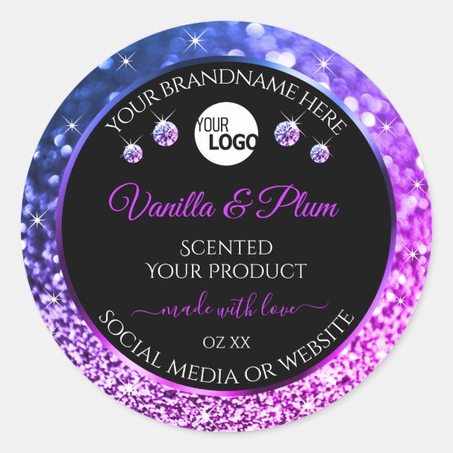 Black Pink Purple Glitter Stars Logo Product Label (Front)