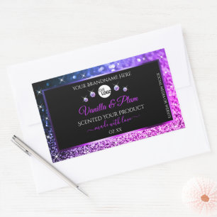 Black Pink Purple Glitter Stars Logo Product Label