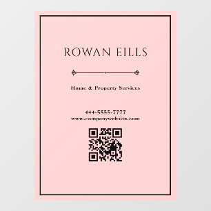 Black Pink QR Code Office door sign