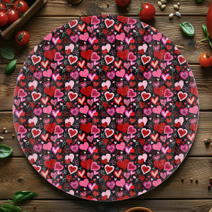 Black Pink Red Hearts Love Pattern Cutting Board