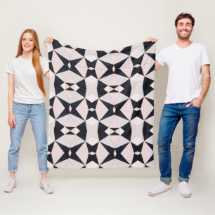 Black Pink Rose Gold Kaleidoscope Geometric Fleece Blanket
