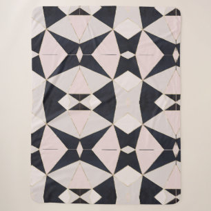 Black Pink Rose Gold Kaleidoscope Geometric Sherpa Blanket