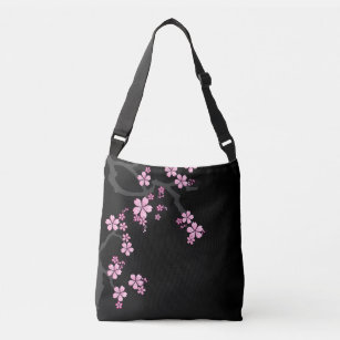 Black Pink Sakura japanese design :: Crossbody Bag