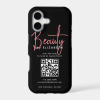 Black Pink Script Beauty Professional QR Code 