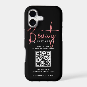 Black Pink Script Beauty Professional QR Code 