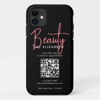 Black Pink Script Beauty Professional QR Code 