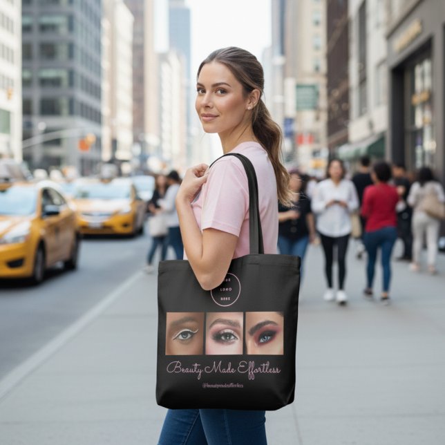 Black Pink Script Logo Photo Makeup Studio Tote Bag (Creator Uploaded)