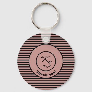 Black & Pink Stripes Custom Monogram, Company Name Keychain