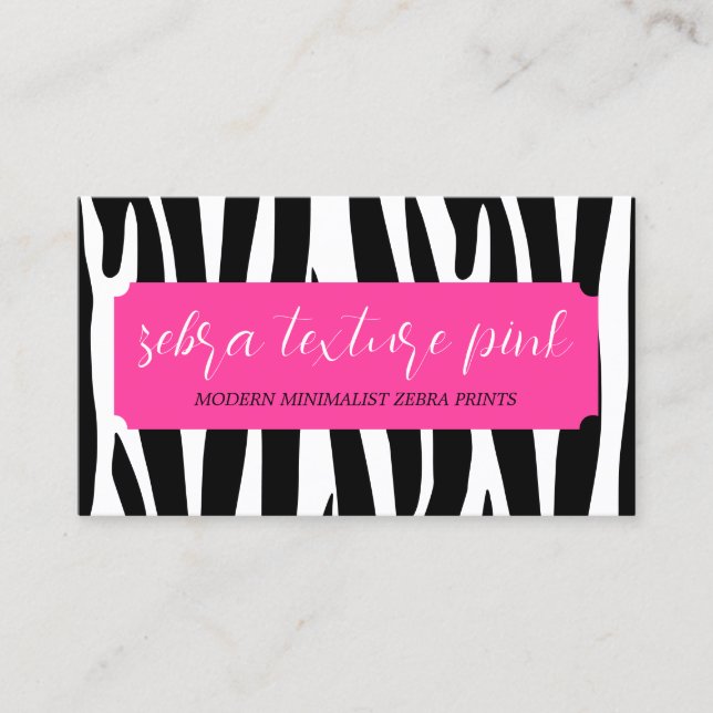 Black Pink Texture Simple Patter Zebra Business Card (Front)