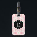 Black & Pink Trellis | Luggage Tag<br><div class="desc">Travel in style with a custom design luggage tag! Modern and stylish tags will dress up your luggage and make it easy to quickly identity your luggage in baggage claim. Personalize this item by adding your monogram Initial and contact details. Easily customize the background colour to a shade of your...</div>