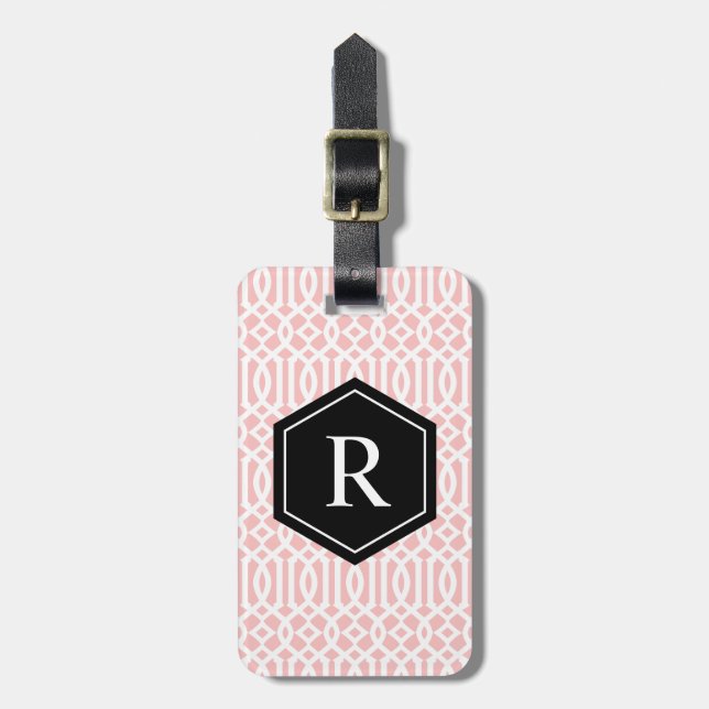 Black & Pink Trellis | Luggage Tag (Front Vertical)