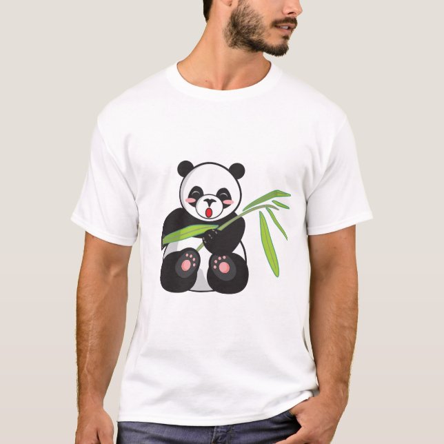 Black Pink White Cute Panda T-Shirt (Front)