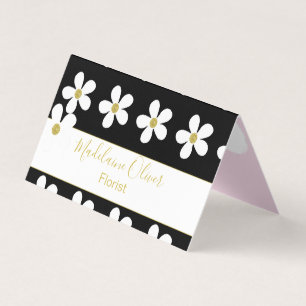 Black Pink White Daisy Florist Professional Business Card