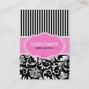 Black Pink & White Floral Damasks 2-Customized Business Card