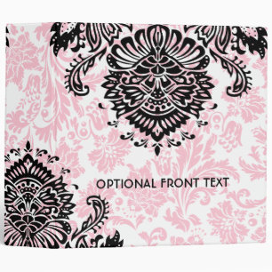 Black Pink & White Floral Damasks Binder