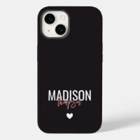 Black Pink White Heart Name & Last Name