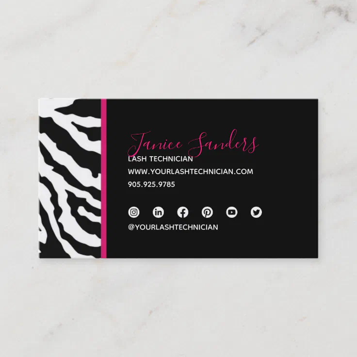 black-pink-zebra-print-qr-code-business-card-zazzle