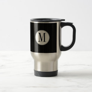 Black Pinstripe Single Monogram Mug
