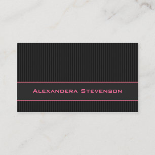 Black Pinstripes, Pink Professional Business Card