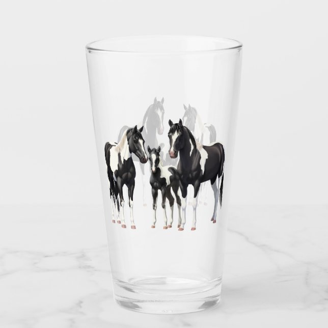 Black Pinto Paint Quarter Horses Glass (Front)