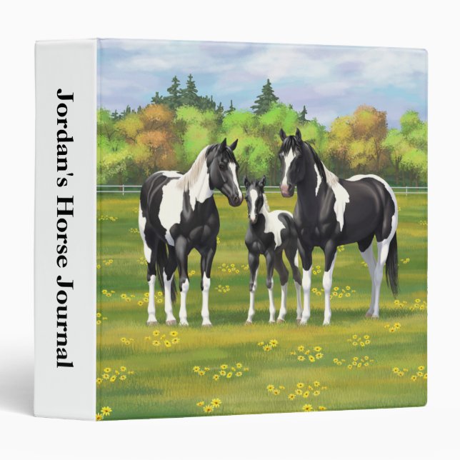 Black Pinto Paint Quarter Horses In Summer Pasture Binder (Front/Spine)