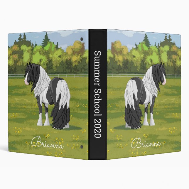 Black Pinto Piebald Gypsy Vanner Draught Horse Binder (Background)