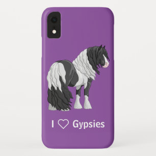 Black Pinto Piebald Gypsy Vanner Draught Horse iPhone XR Case